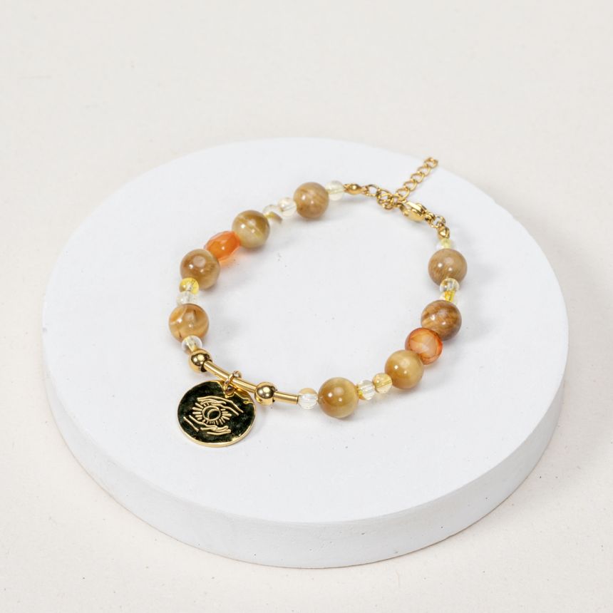 Bracelet Ignis - Agate rouge Cornaline, Citrine, Oeil de Tigre