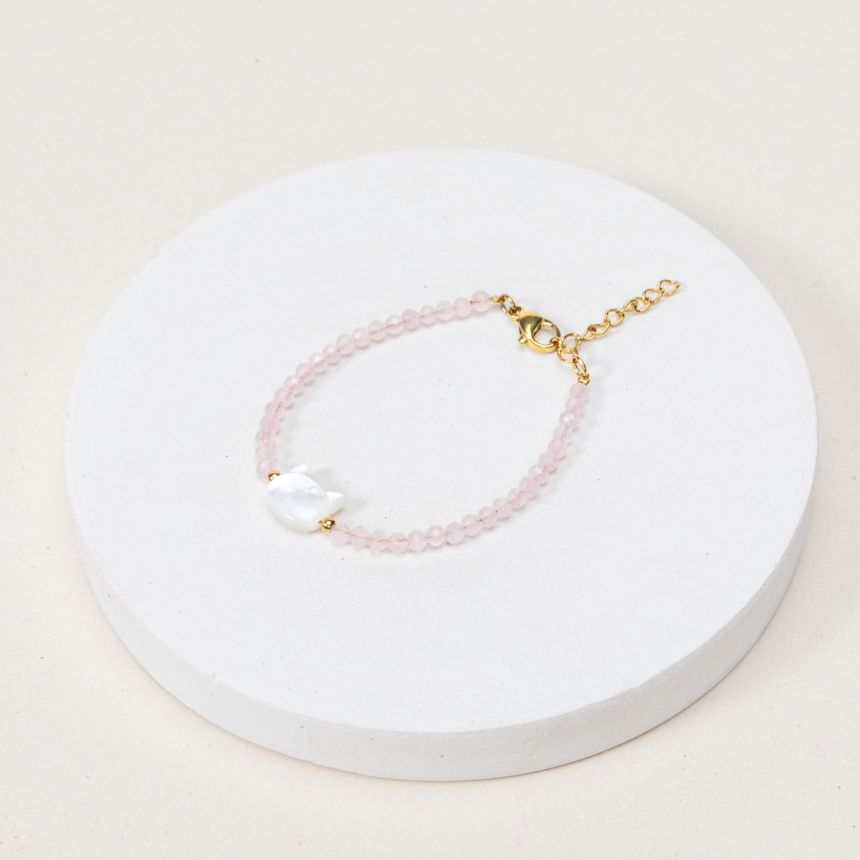 Bracelet Lily - Nacre, Quartz rose