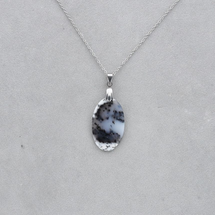 Agate Dendritique Cabochon percé 38