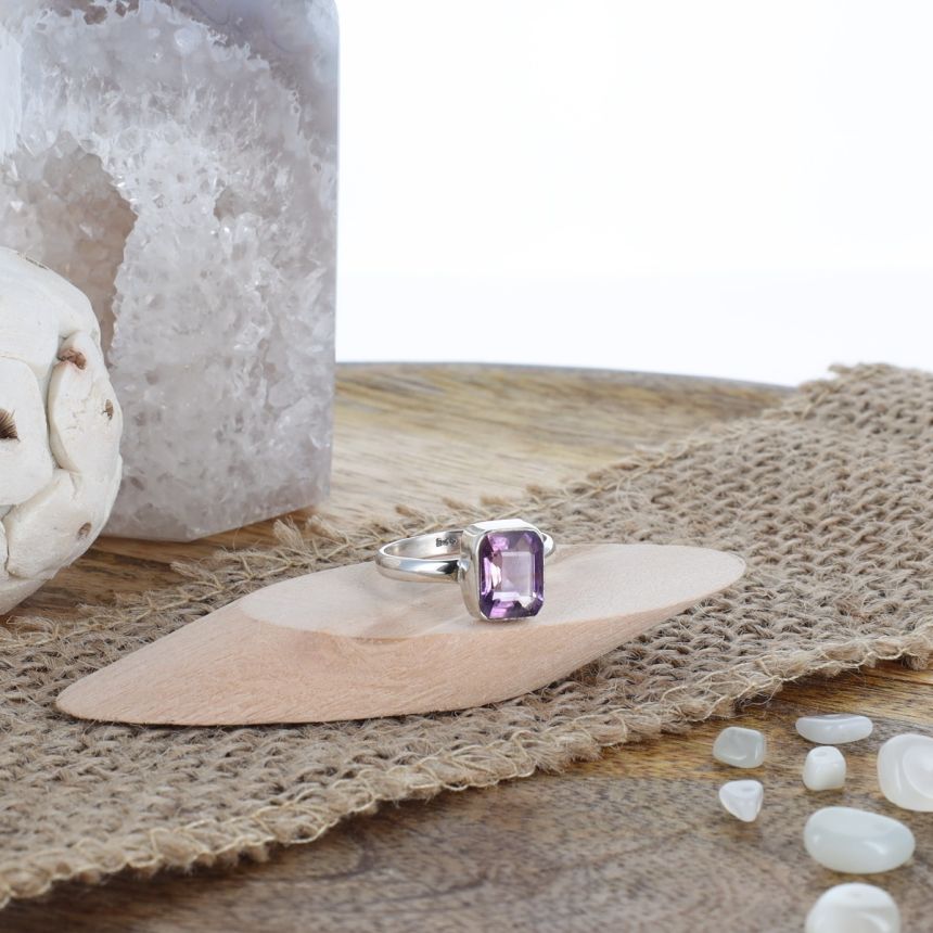 Divya - Bague argent 925 Améthyste