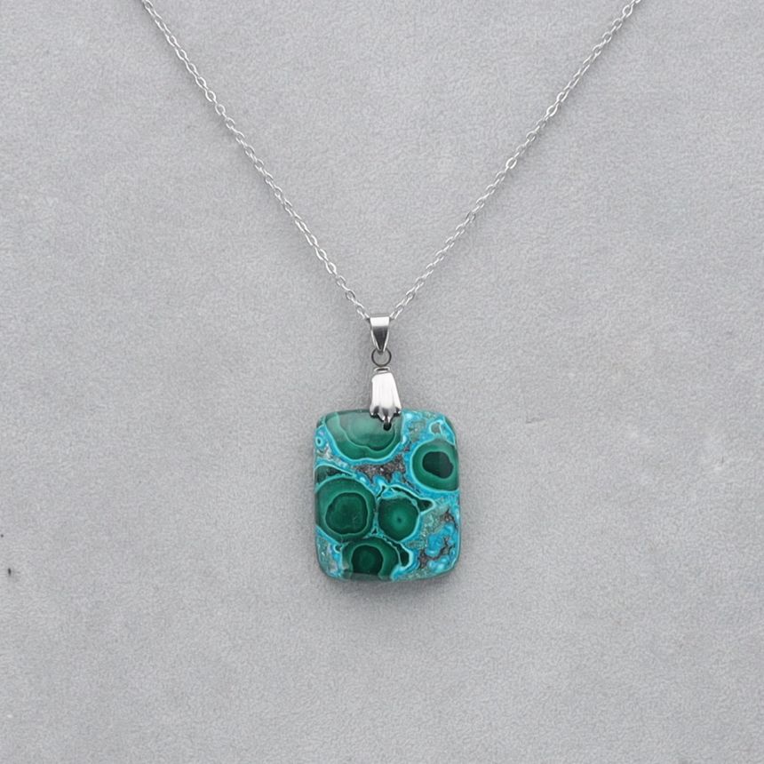 Malachite Chrysocolle percé 9